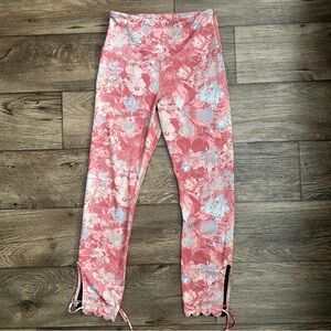 Anthropologie Daily Practice Allie Leggings Watercolor Floral Pink White Girly S